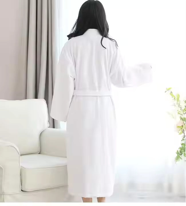 Peignoir éponge col kimono hôtel porté dos blanc 1000g OEKO-TEX Maroc